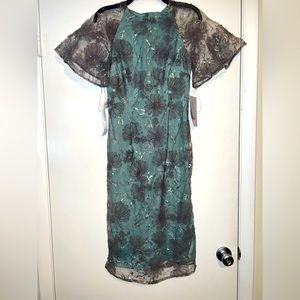 NWOT $248 JS Collections Remy Rosette Flutter Sleeve Cocktail Dress 4
